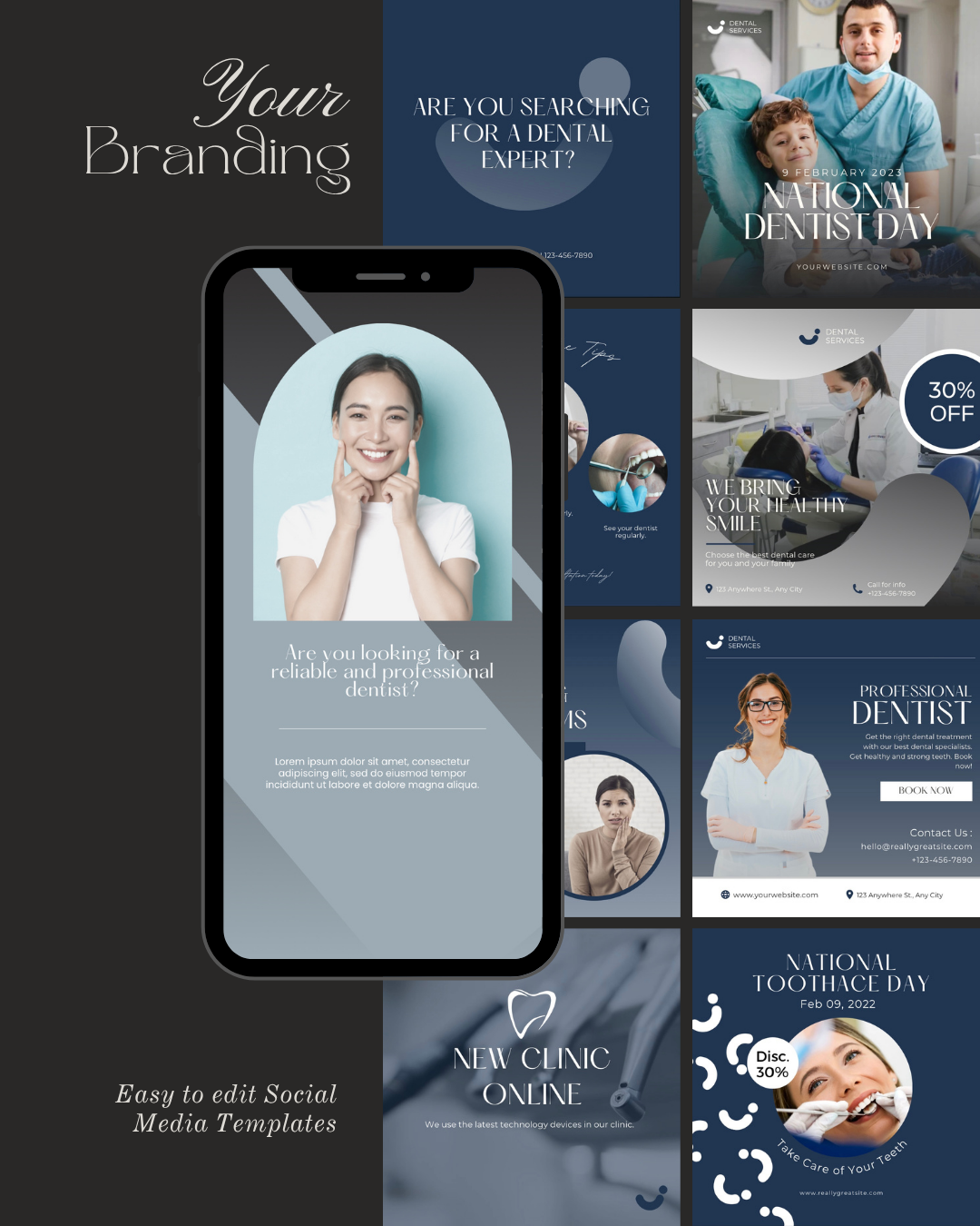 Elevate Dental Care – Social Media Template Bundle (357 Templates)