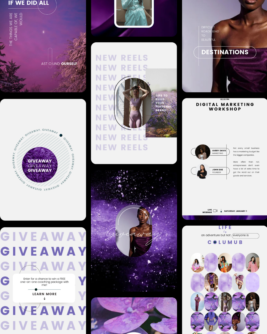 Amethyst - Bold &amp; Interactive Social Media Canva Template Bundle