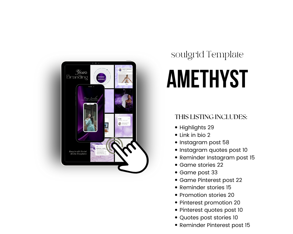 Amethyst - Bold &amp; Interactive Social Media Canva Template Bundle